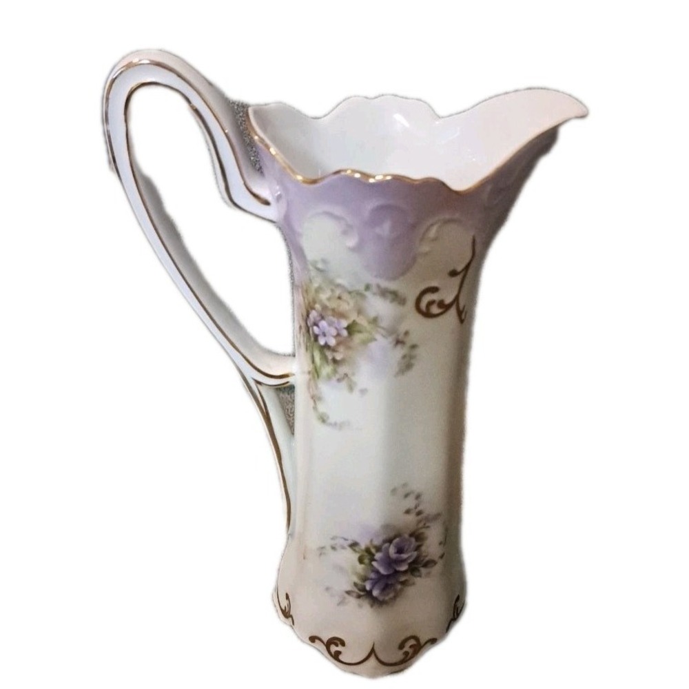 Vintage Burton & Burton porcelain pitcher Lavender & White